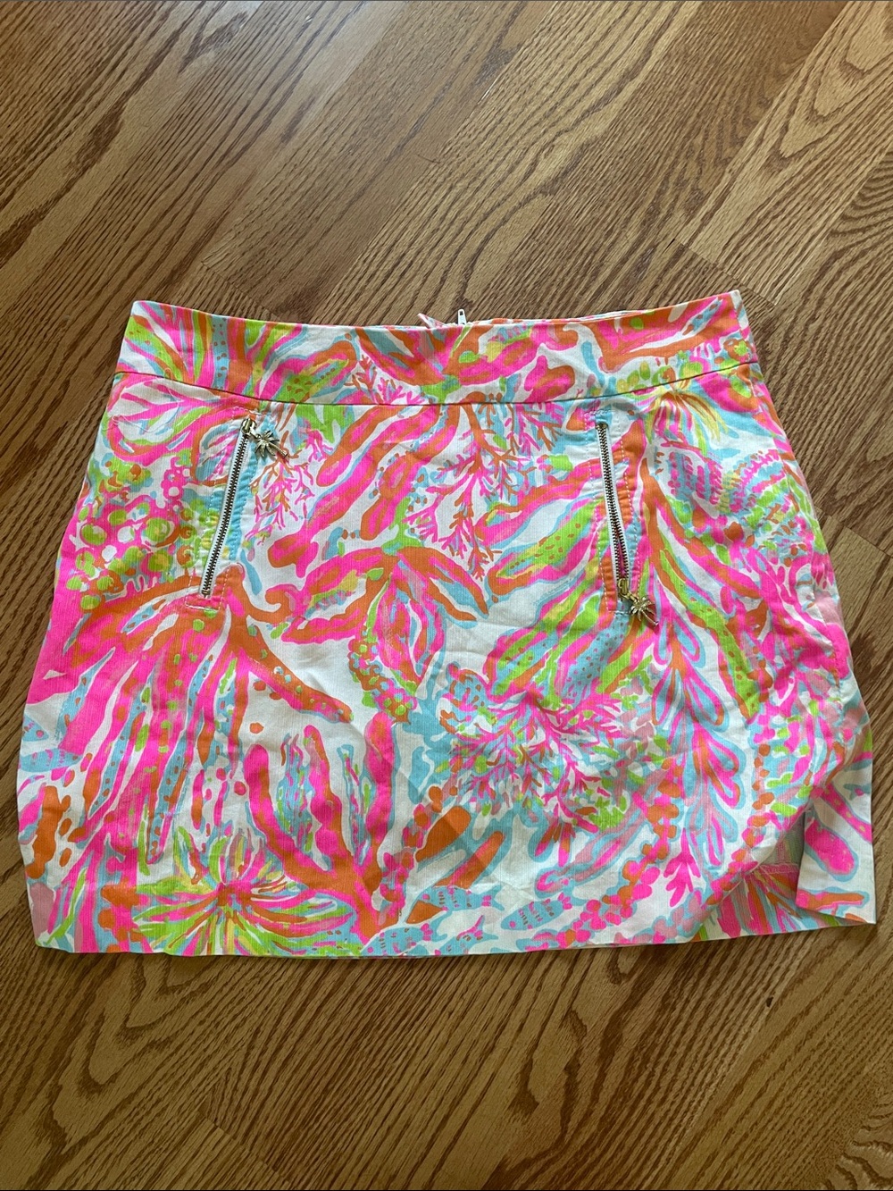 Lilly Pulitzer Neon Coral & Pink Print Mini Skirt